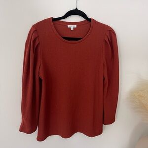 Reitmans Terracotta Blouse with Pleated Sleeves